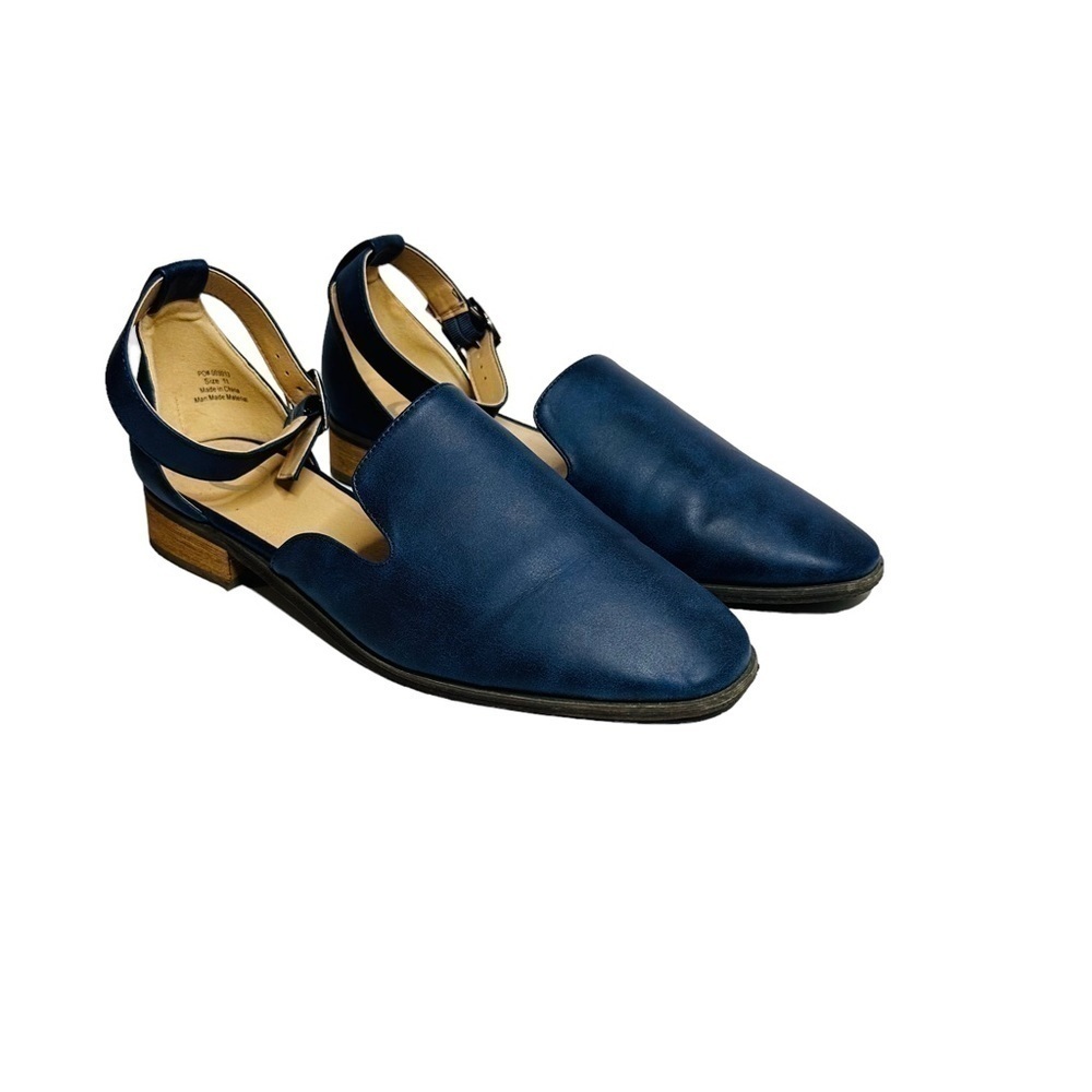 Journee Collection Loretta Sandals Navy Blue Faux Leather‎ Women's Size 11